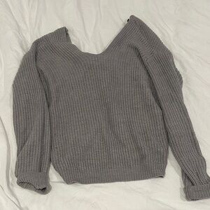 Gray Tie Back Women's Sweater